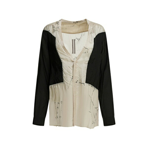 リックオウエンス レディース プルオーバー トップス Graphic-print panelled shirt Neutrals