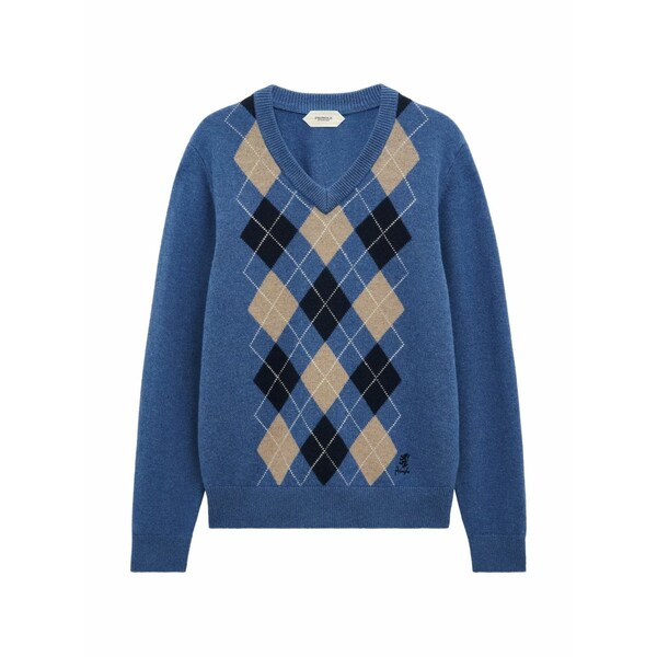 プリングル オブ スコットランド メンズ 編み物\u0026プルオーバー アウター Argyle v-neck sweater Blue