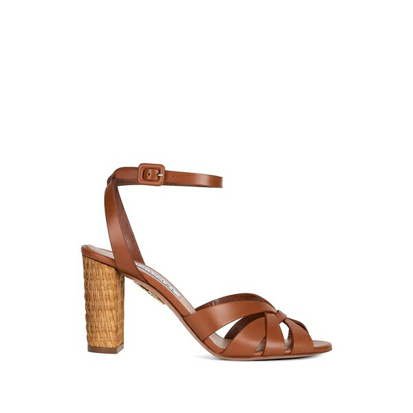 アクアズーラ レディース サンダル シューズ Copacabana woven-heel crossover-strap sandals Brown