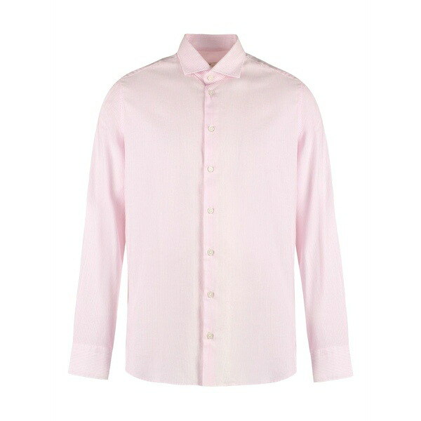 バストンチーノー メンズ ティーシャツ トップス Striped buttoned shirt Pink
