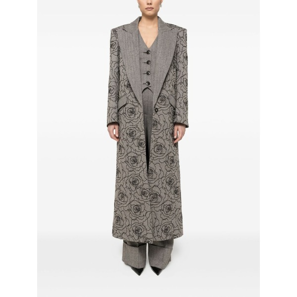 ニッサ レディース 厚地の外套 アウター Sequin-embellished coat Grey