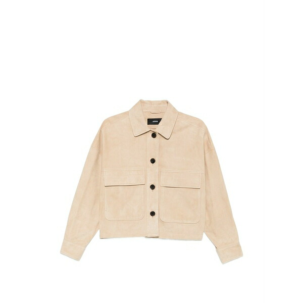 アルマ レディース 上衣＆上衣 アウター Miri front pocket leather jacket Neutrals