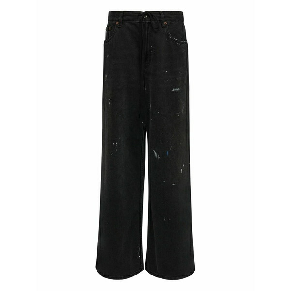 マルタンマルジェラ レディース ジーンズズボン下 ボトムス Paint-splatter wide-leg jeans Black