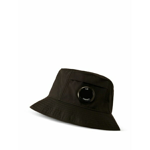 シーピーカンパニー メンズ かぶり笠 佩び物 Logo-patch bucket hat Black