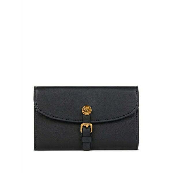 エトロ レディース 銭入れ 添え物 Pony leather wallet Black
