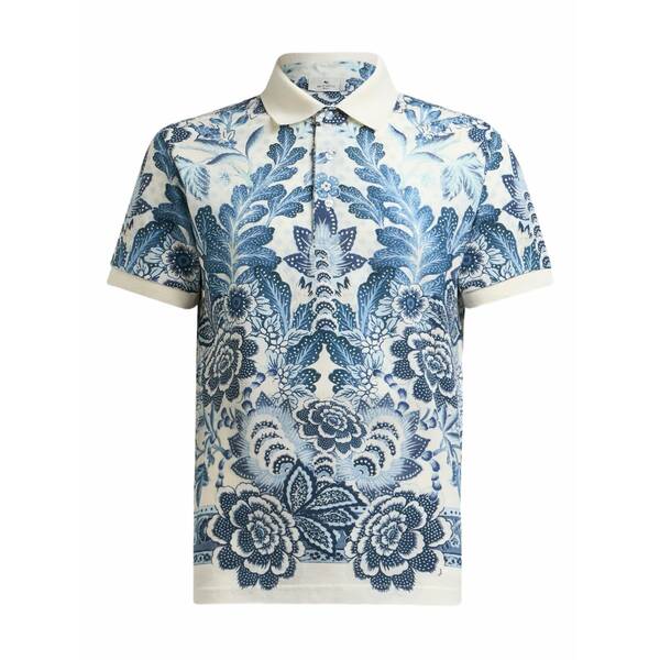 エトロ メンズ スポーツシャツ トップス Floral-print polo shirt White