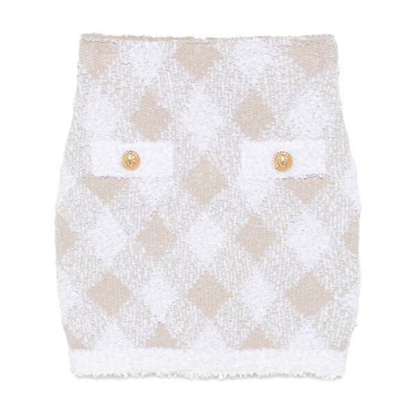 バルマン レディース スコート ボトムス Argyle-pattern mini skirt  White