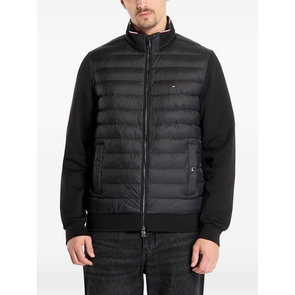 トミー ヒルフィガー メンズ 上衣＆上衣 アウター Quilted-panel zip-up jacket Black