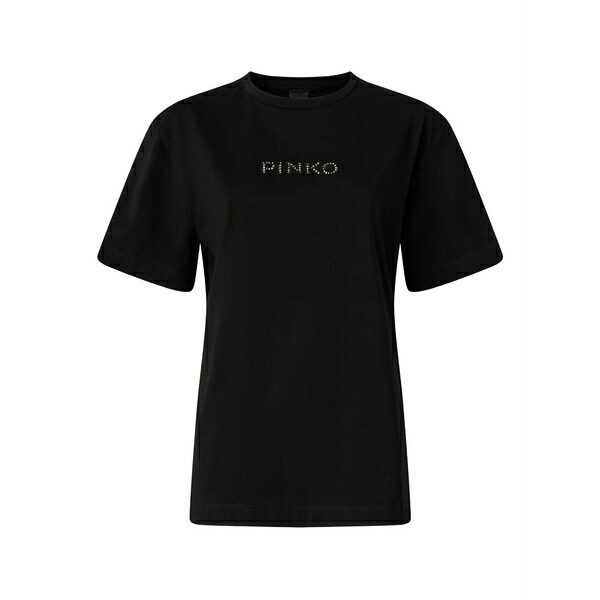 ピンコ レディース ティーシャツ トップス More strass less stress t-shirt Black