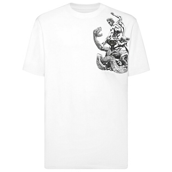 フィリップ飾り気のない メンズ ティーシャツ トップス Tattoo-print cotton t-shirt  White