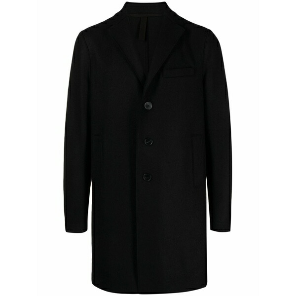 ハリスワーフロンドン メンズ 厚地の外套 アウター Single-breasted notched-lapels coat Black