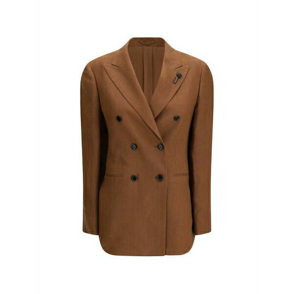 ラルディーニ レディース 上衣＆上衣 アウター Double-breasted brooch blazer Brown