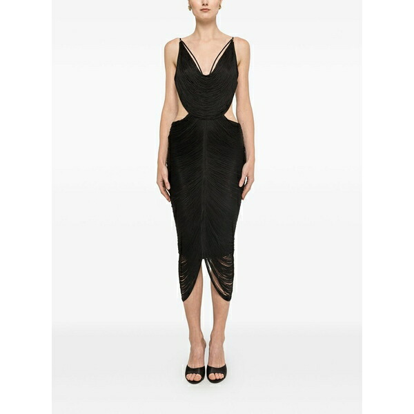 ニッサ レディース 衣裳 トップス Fringed backless dress Black