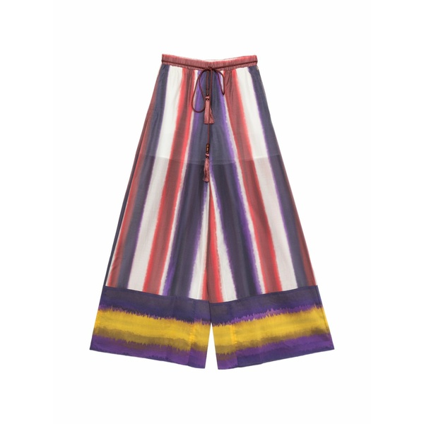 ツイン書き割り レディース 心地よいズボン下 ボトムス Drawstring pocket palazzo pants Red