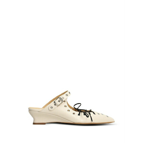 アルキミア レディース サンダル シューズ Eyelet-embellished lace-up mules Neutrals|asty