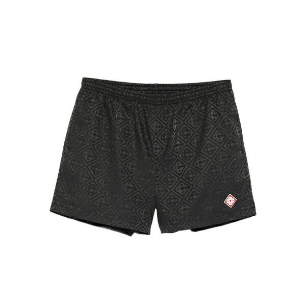 カサブランカ メンズ 心地よいズボン下 ボトムス Monogram-pattern swim shorts Black