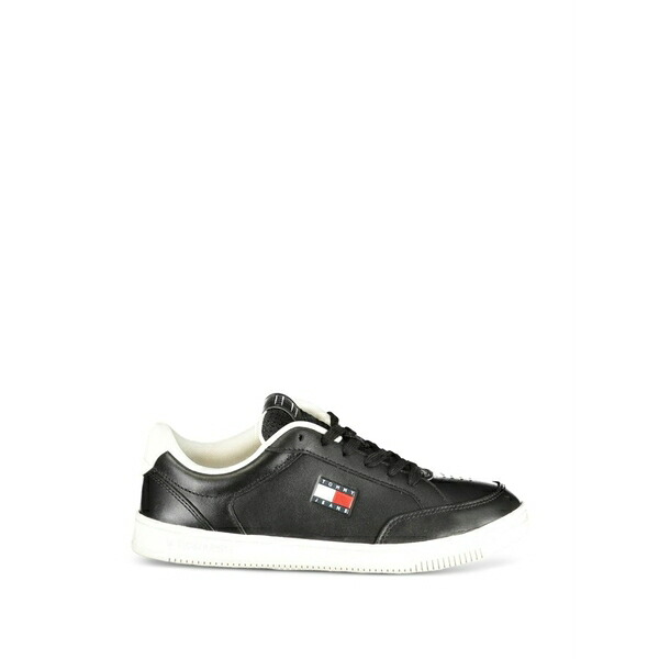 トミー ヒルフィガー メンズ スニーカー シューズ Logo-patch perforated sneakers Black