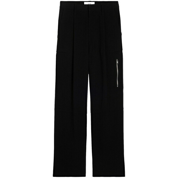 意中の女 メンズ 心地よいズボン下 ボトムス Tailored wide-leg trousers Black