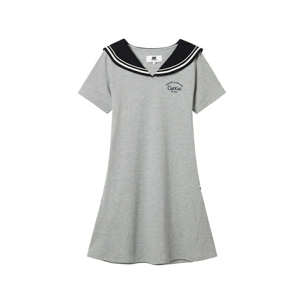 黒茶 レディース 衣裳 トップス Sailor collar short sleeve dress Grey