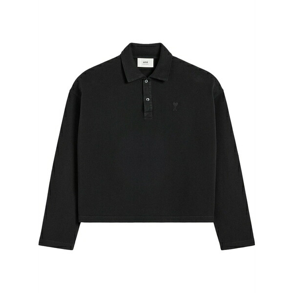 アミ レディース ポロシャツ トップス Ami de coeur long-sleeved polo shirt Black｜asty