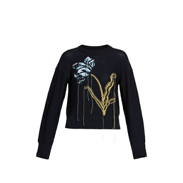アーデム レディース 編み物\u0026プルオーバー アウター Floral-motif crew-neck sweater  Blue
