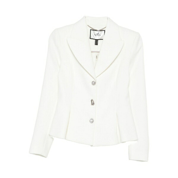 ニッサ レディース ジャケット＆ブルゾン アウター Crystal-embellished single-breasted blazer White｜asty
