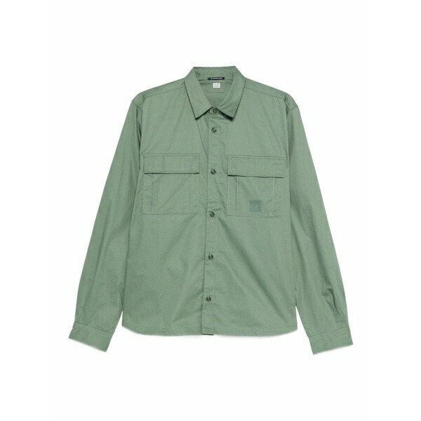 シーピーカンパニー メンズ プルオーバー トップス Double-pocket cotton shirt Green