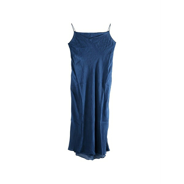 見澄ます ル 御鍋 レディース 衣裳 トップス Crinkled silk MIDI dress Blue