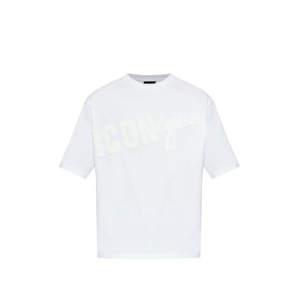 ディースクエアード メンズ プルオーバー トップス Logo-appliqu￡ t-shirt White