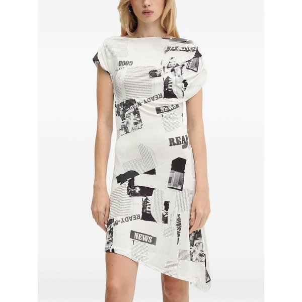 デジグアル レディース 衣裳 トップス Newspaper-print dress Black