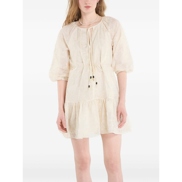 デジグアル レディース 衣裳 トップス Embroidered drawstring-waist dress Neutrals