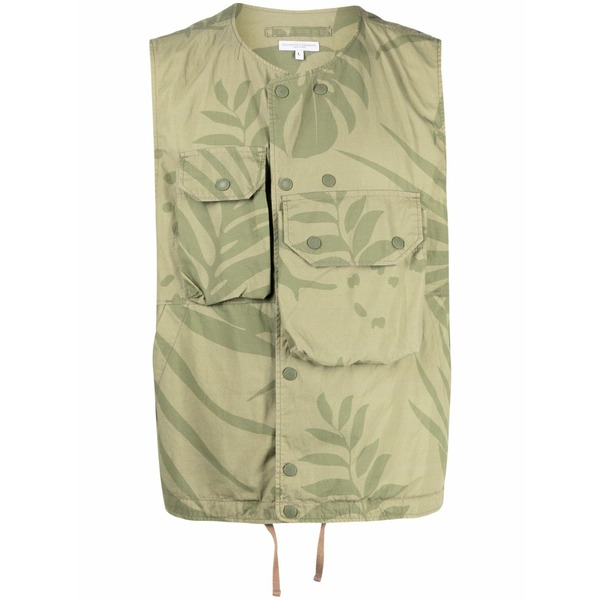 エンジニアガーメンツ メンズ 上衣＆上衣 アウター Cover leaf-print cotton gilet Green