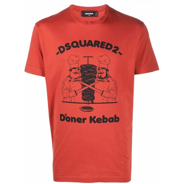 ディースクエアード メンズ ティーシャツ トップス Logo-print cotton t-shirt Orange