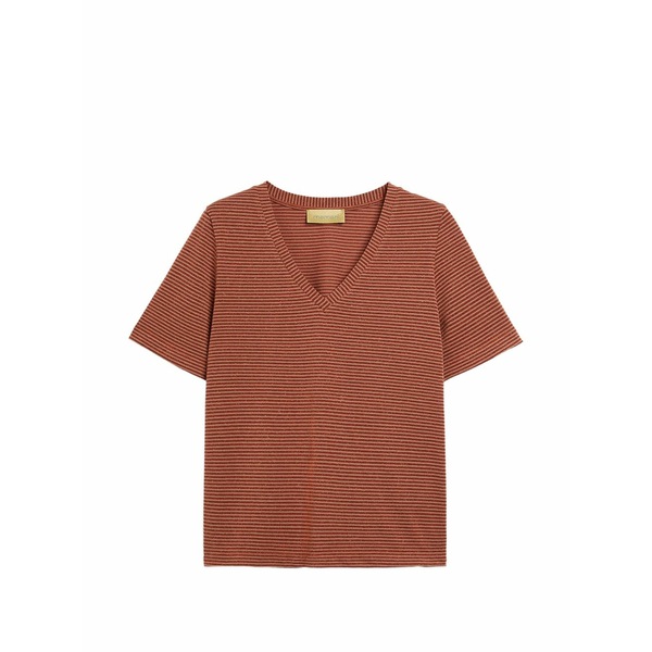 モモン レディース ティーシャツ トップス Trails striped t-shirt Brown