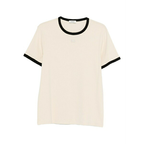サンドロ メンズ Tシャツ トップス Contrast-trim t-shirt Neutrals｜asty 32,800円
