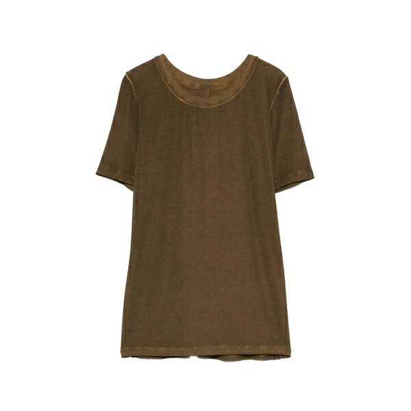ユマ・一 レディース ティーシャツ トップス Tir ribbed t-shirt Brown Tシャツ・カットソー-レディースファッション-トップス