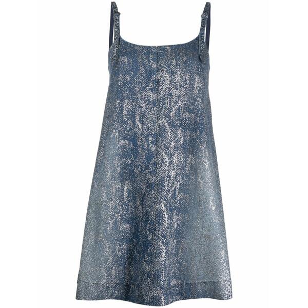 ベルサーチ レディース ワンピース トップス Lam茫漏 shift denim dress Blue|asty