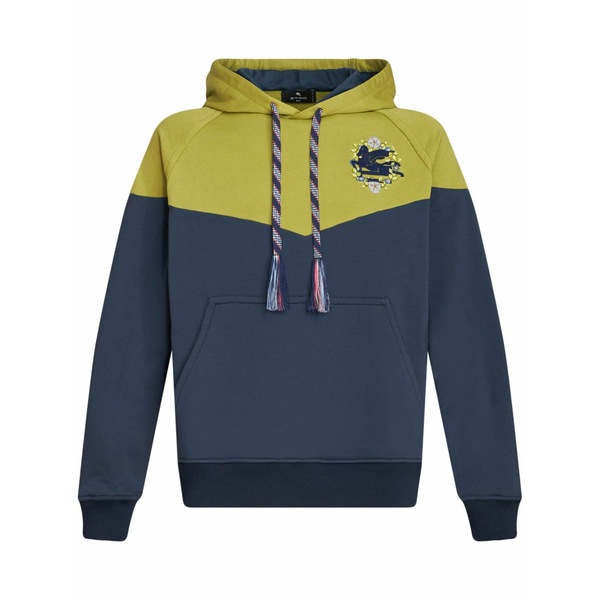 エトロ メンズ パーカー・スウェットシャツ アウター Pegaso-motif cotton hoodie Blue トップス-パーカー