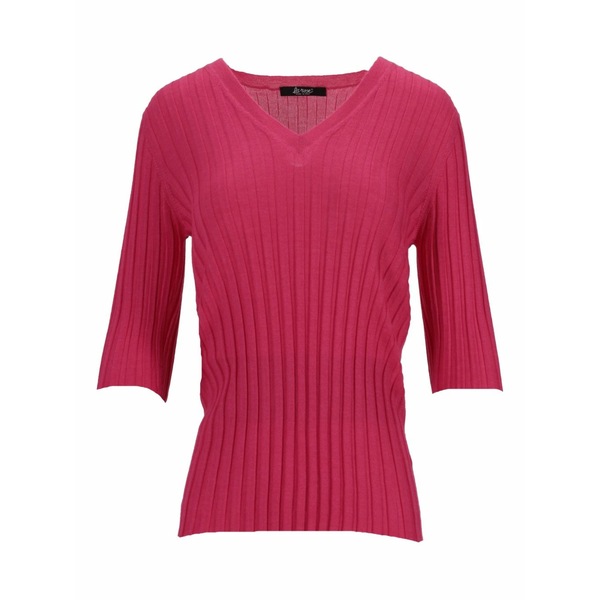 ラ サクラ色 レディース 編み物\u0026スウェーター アウター V-neck ribbed sweater  Pink
