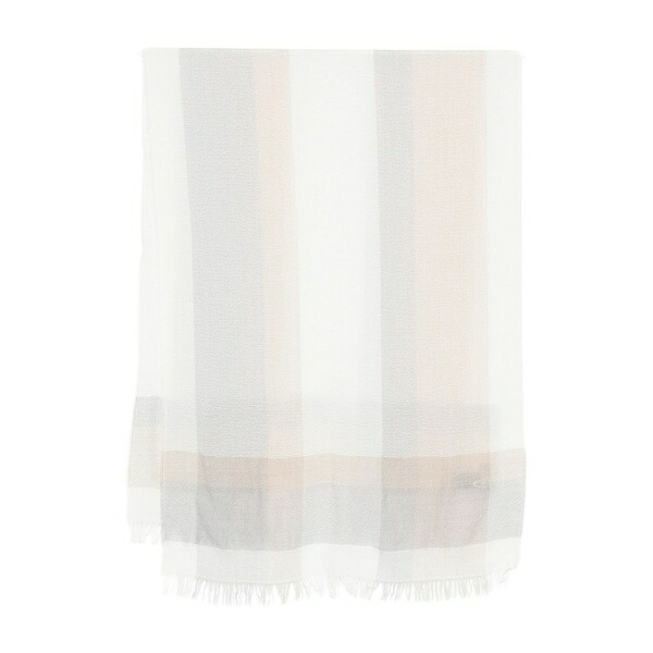 ディー・エクステリア レディース マフラー・ストール・スカーフ アクセサリー Striped fringed scarf White|asty