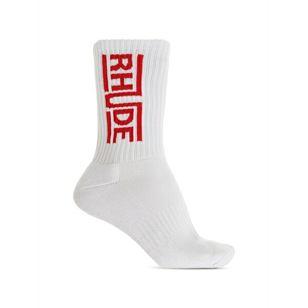 ルード メンズ ソックス アンダー御召しもの Logo socks White