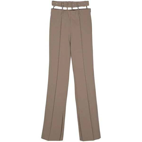ロック レディース カジュアルパンツ ボトムス Belt-detail straight trousers Brown｜asty