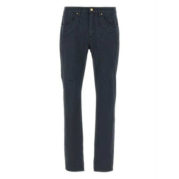 ジェッカーソン メンズ 心地よいズボン下 ボトムス Five-pocket logo-patch trousers Blue