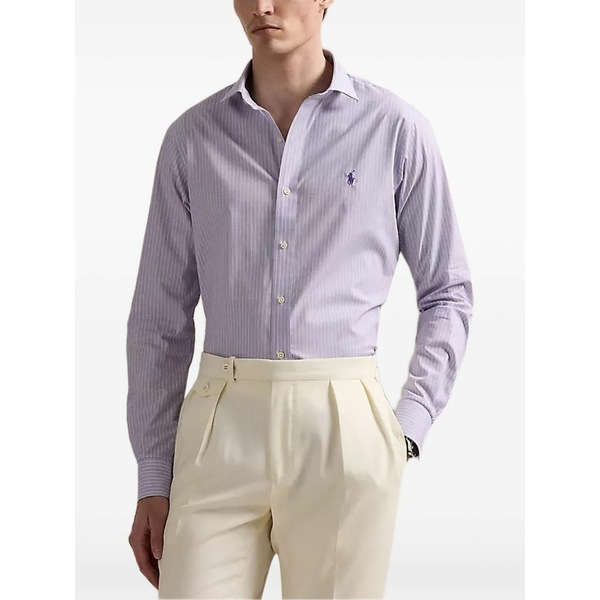 ラルフローレン メンズ シャツ トップス Striped long-sleeve shirt Purple
