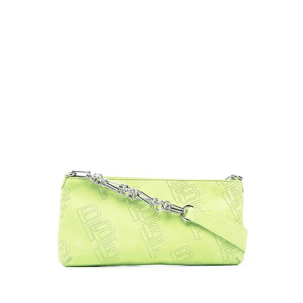 バイ毛革 レディース ショルダーバッグ 御徒面子 Holly perforated-logo shoulder bag Green