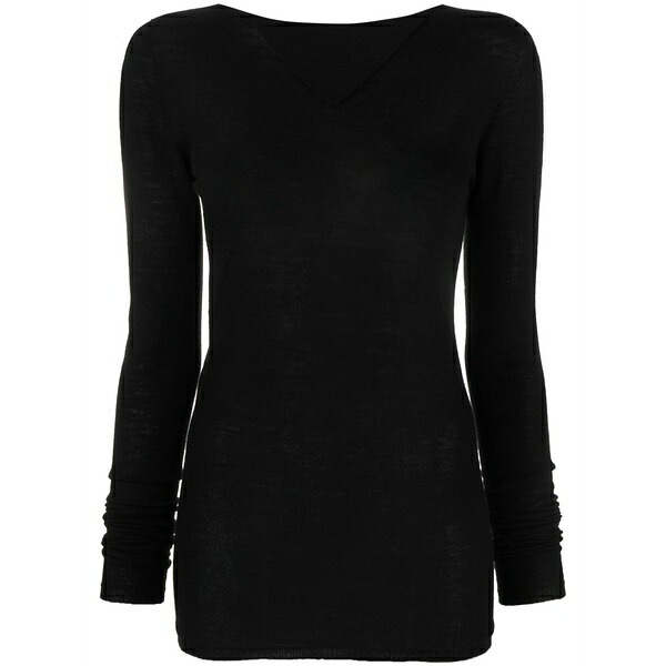 リックオウエンス レディース ニット&セーター アウター Long-sleeved virgin wool top Black|asty