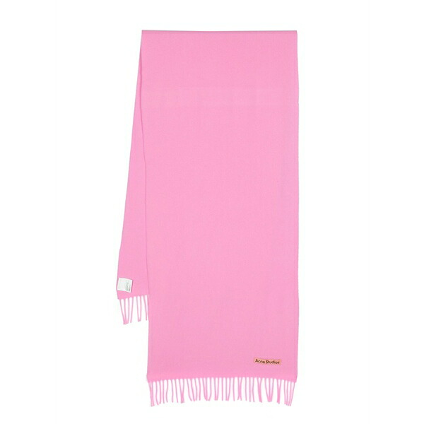 アクネ ストゥディオズ メンズ えり巻き・袈裟・えり巻き 付属物 Logo-tag frayed-edge scarf  Pink