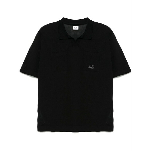 シーピーカンパニー メンズ Tシャツ トップス Logo-embroidered t-shirt Black｜asty