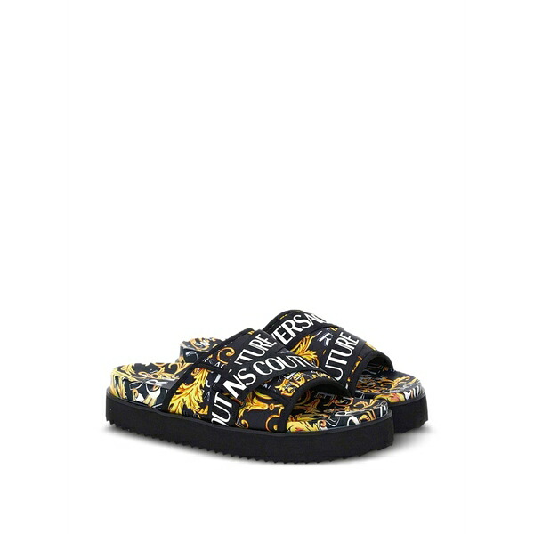 呼びりん探し回る メンズ サンダル シューズ Barrocco-print sandals Black