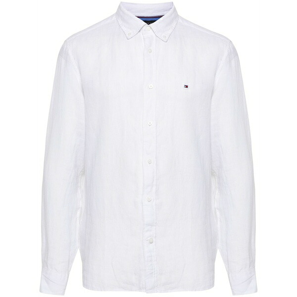 トミー ヒルフィガー メンズ プルオーバー トップス Dyed linen shirt White